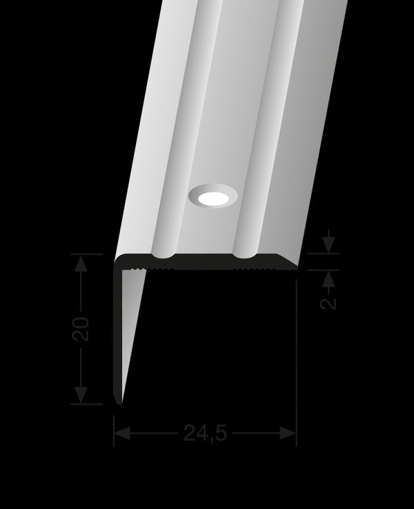 Corpet Küberit Winkelprofil Aluminium 24,5 x 20 mm geschraubt - edelstahl - Länge 270 cm