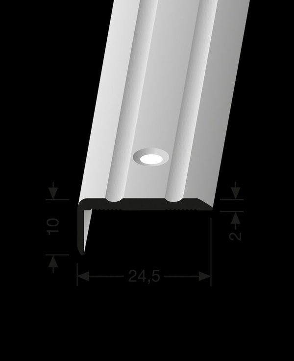 Corpet Küberit Winkelprofil Aluminium 24,5 x 10 mm geschraubt - edelstahl - Länge 90 cm
